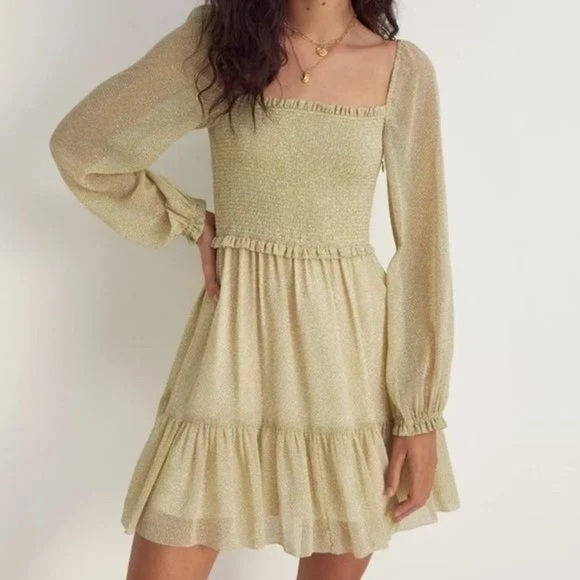Aritzia Wilfred Tempest Mini Dress SZ XL In Birch Marsh Green Romantic Feminine - Picture 14 of 14